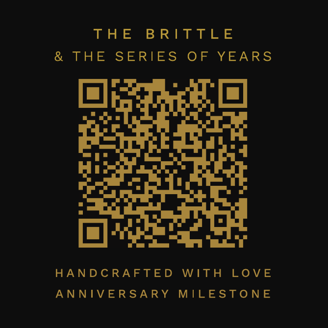 Back — The Brittle & the Series of Years · QR · Handcrafted with Love · Anniversary Milestone